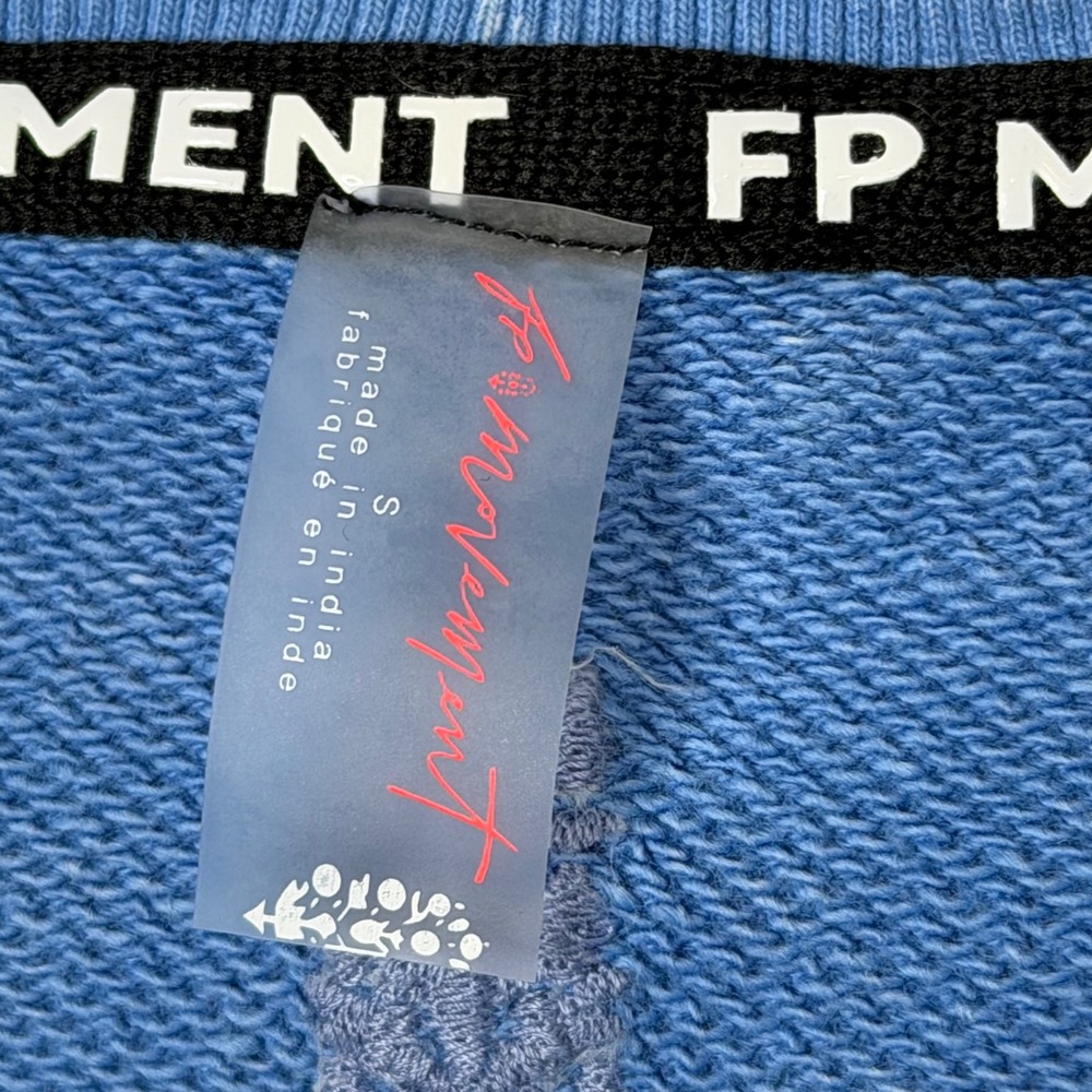 FP Movement Sweatshirt Womens S Blue Acid Wash Valley Girl Quarter Zip Cropped - Picture 2 of 9